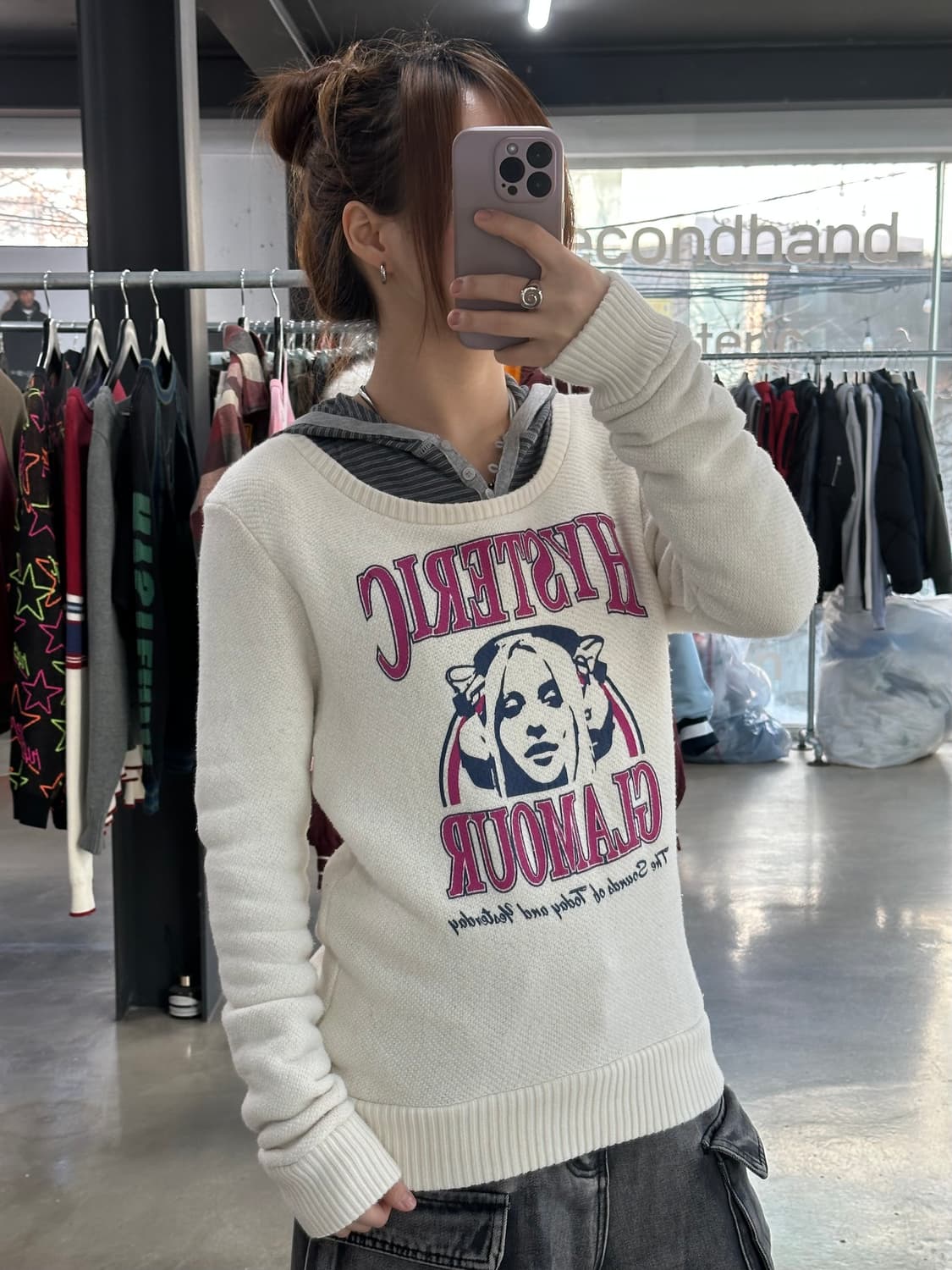 히스테릭글래머 히스걸 스펠로고 언발 니트 상품이미지4