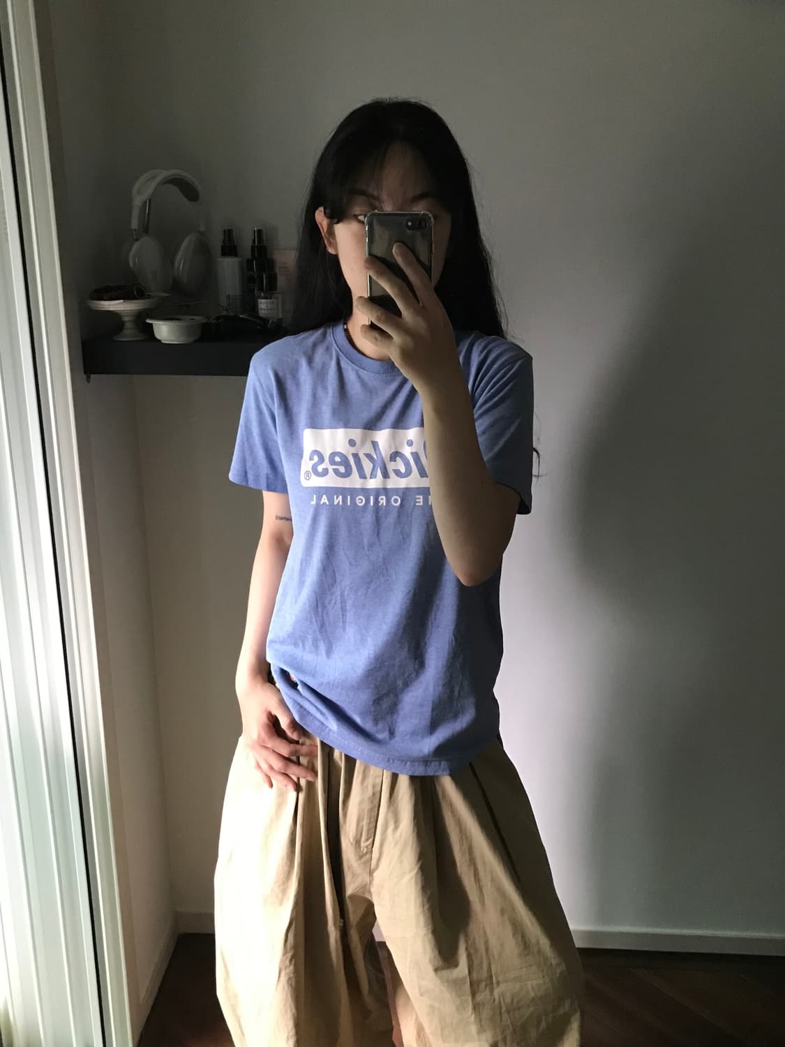 디키즈 중앙 프린팅 스카이블루 반팔티 상품이미지1