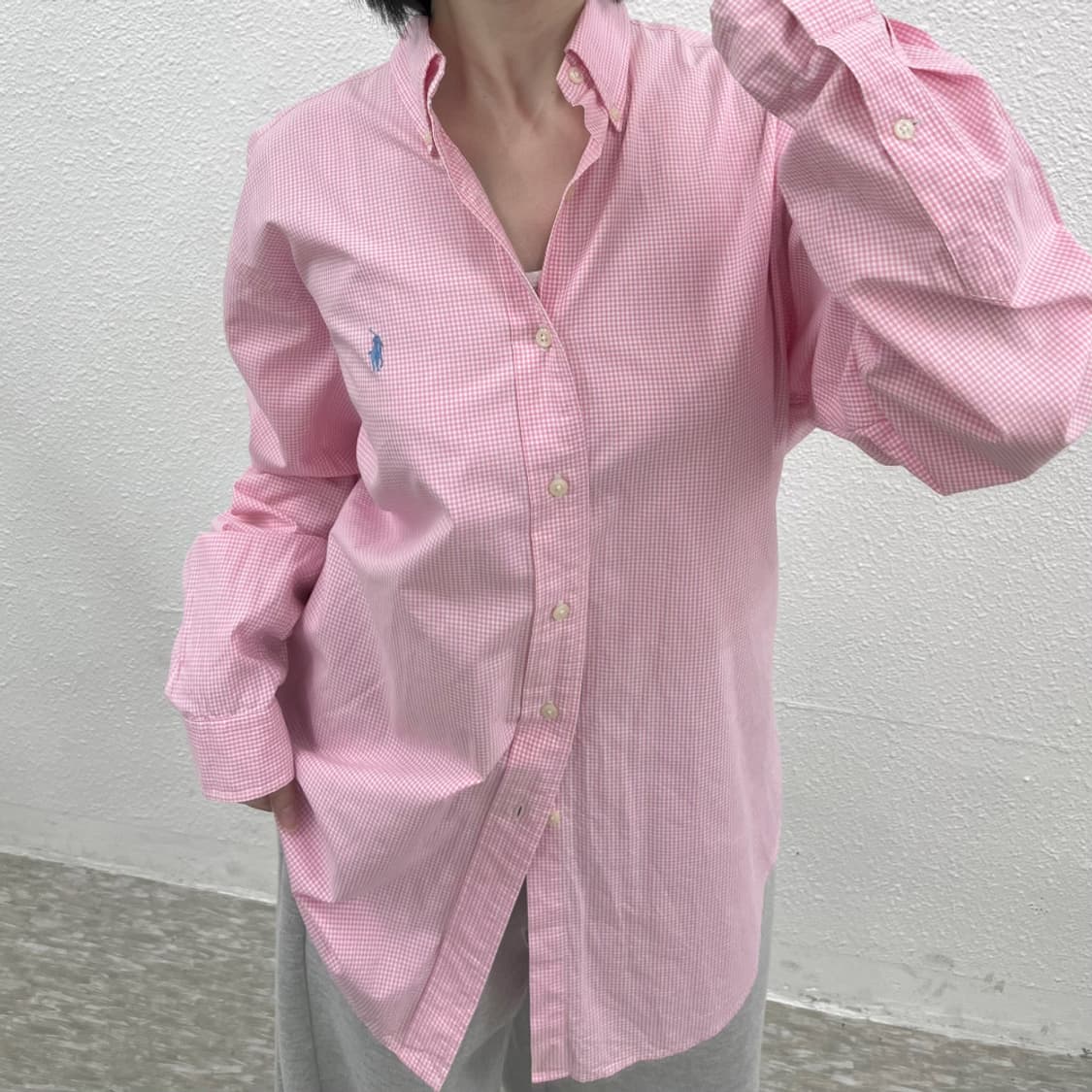폴로 랄프로렌 소라포니 핑크 체크 셔츠 M 상품이미지7
