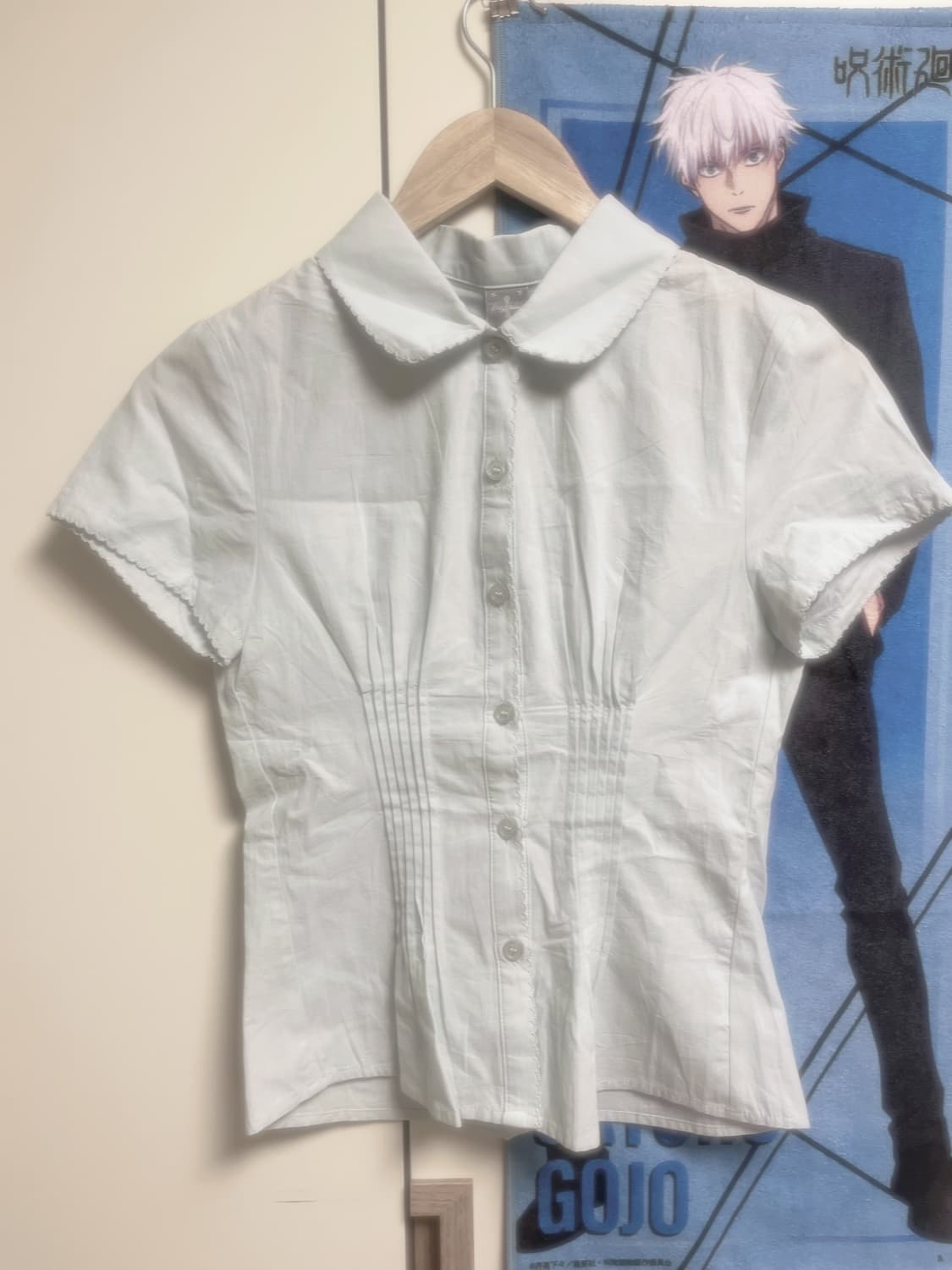 Necy Studio 민트 오르간 핀턱 반팔 블라우스 상품이미지1