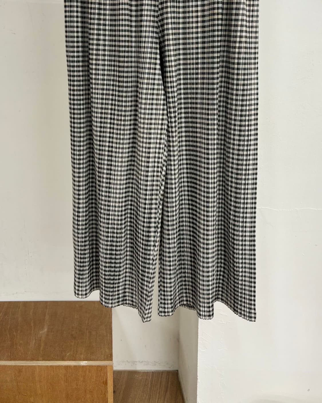 플리츠 플리즈 체크패턴 밴딩 하프 팬츠 상품이미지3