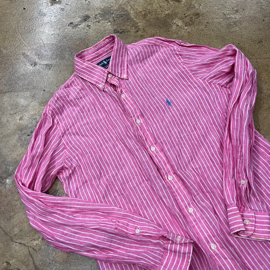 [정품/M] 폴로 랄프로렌 핑크 스트라이프 셔츠 b10 상품이미지1