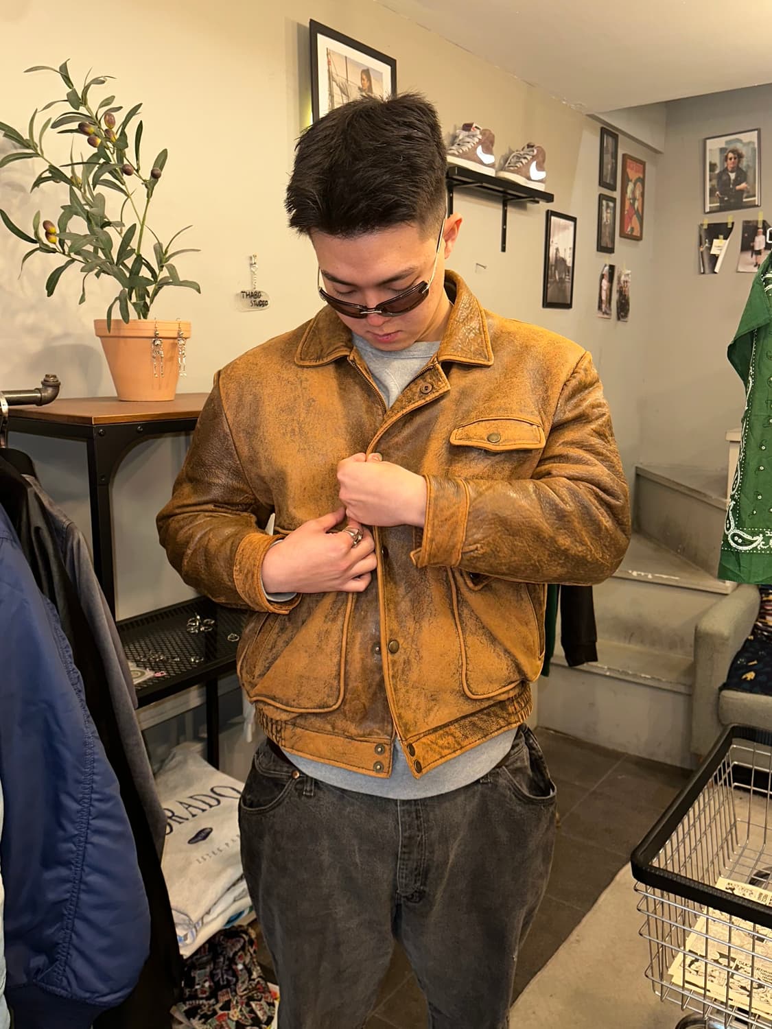 Old Houston lambskin aged flight bomber 상품이미지2