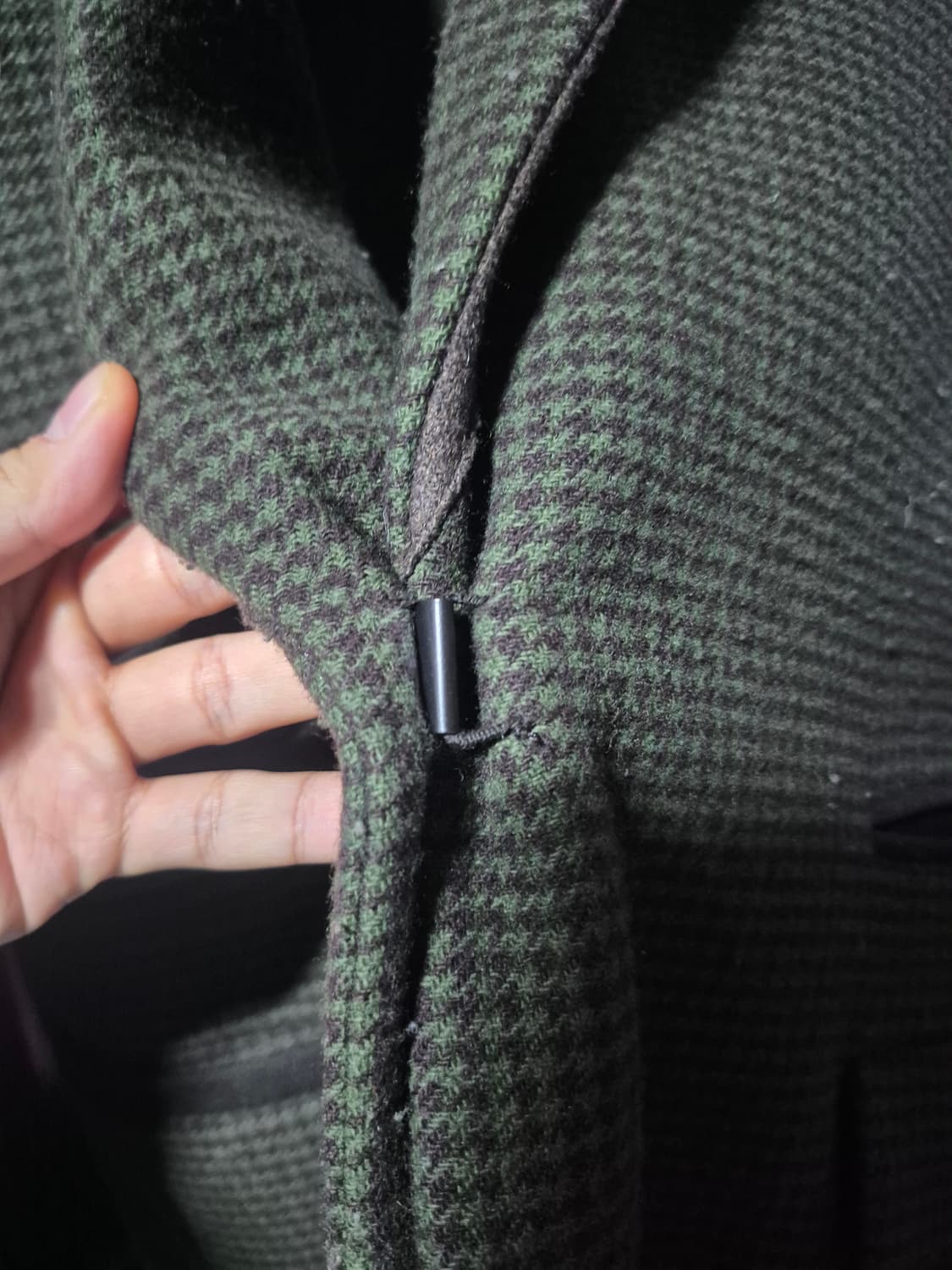 한섬 시스템 레더카라 하운드투스 체크 울 코트 상품이미지7