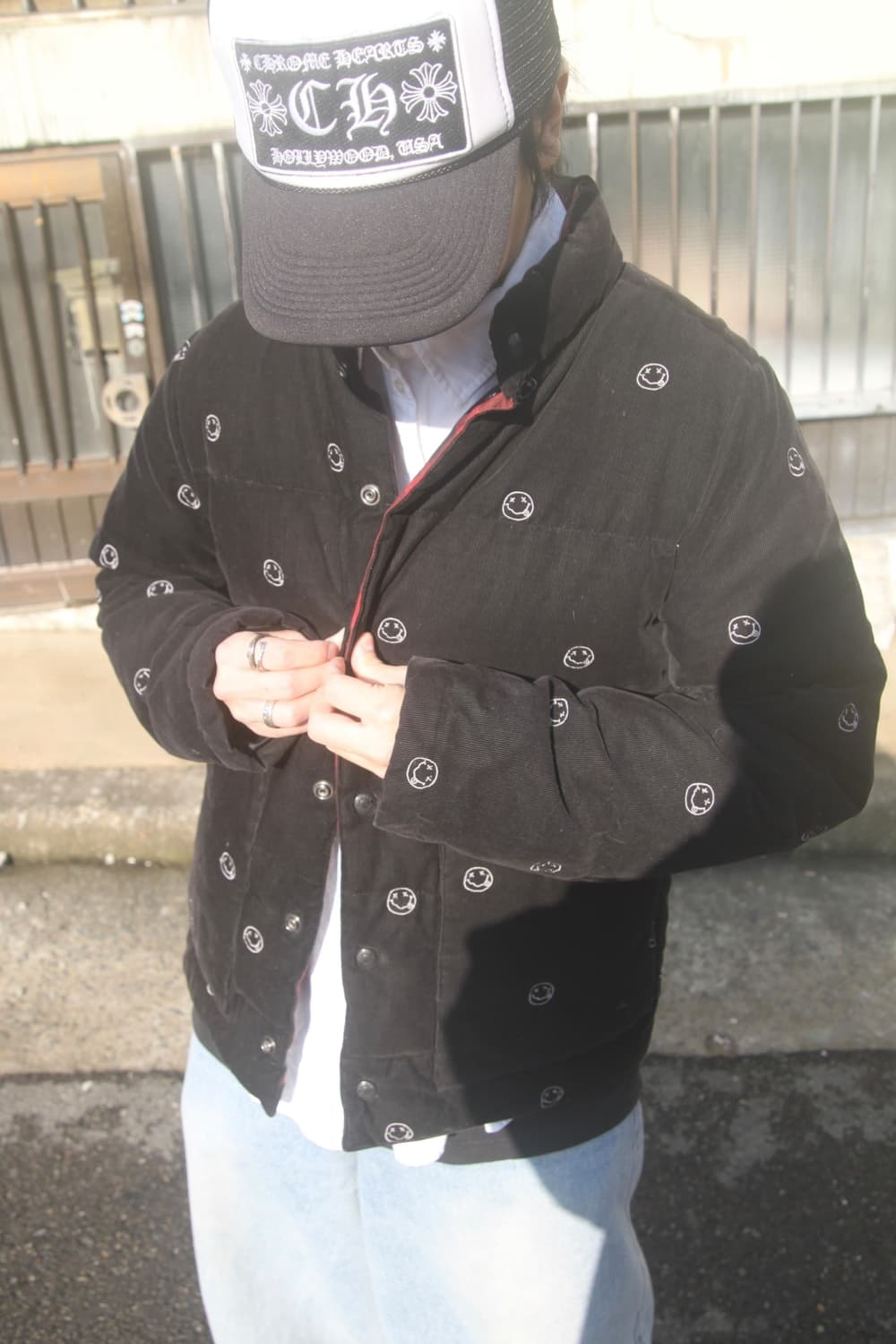 히스테릭글래머 너바나 스마일 코듀로이 다운 패딩 L 상품이미지1