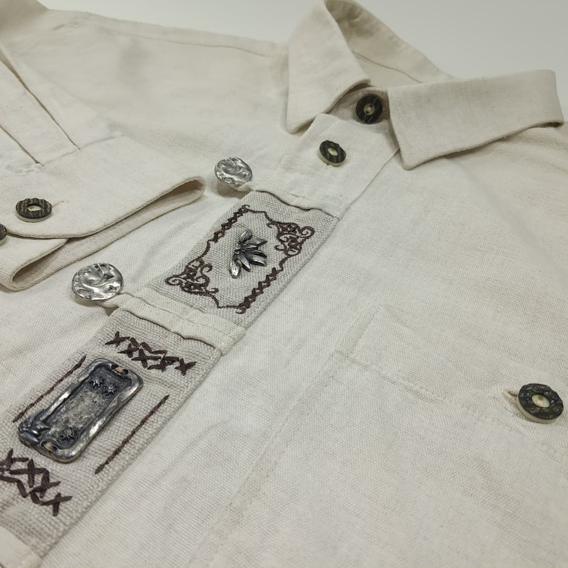 CL821 XL 아우밀레 90s 독일 트라흐텐 바바리엔 린넨 알펜 셔츠 상품이미지4