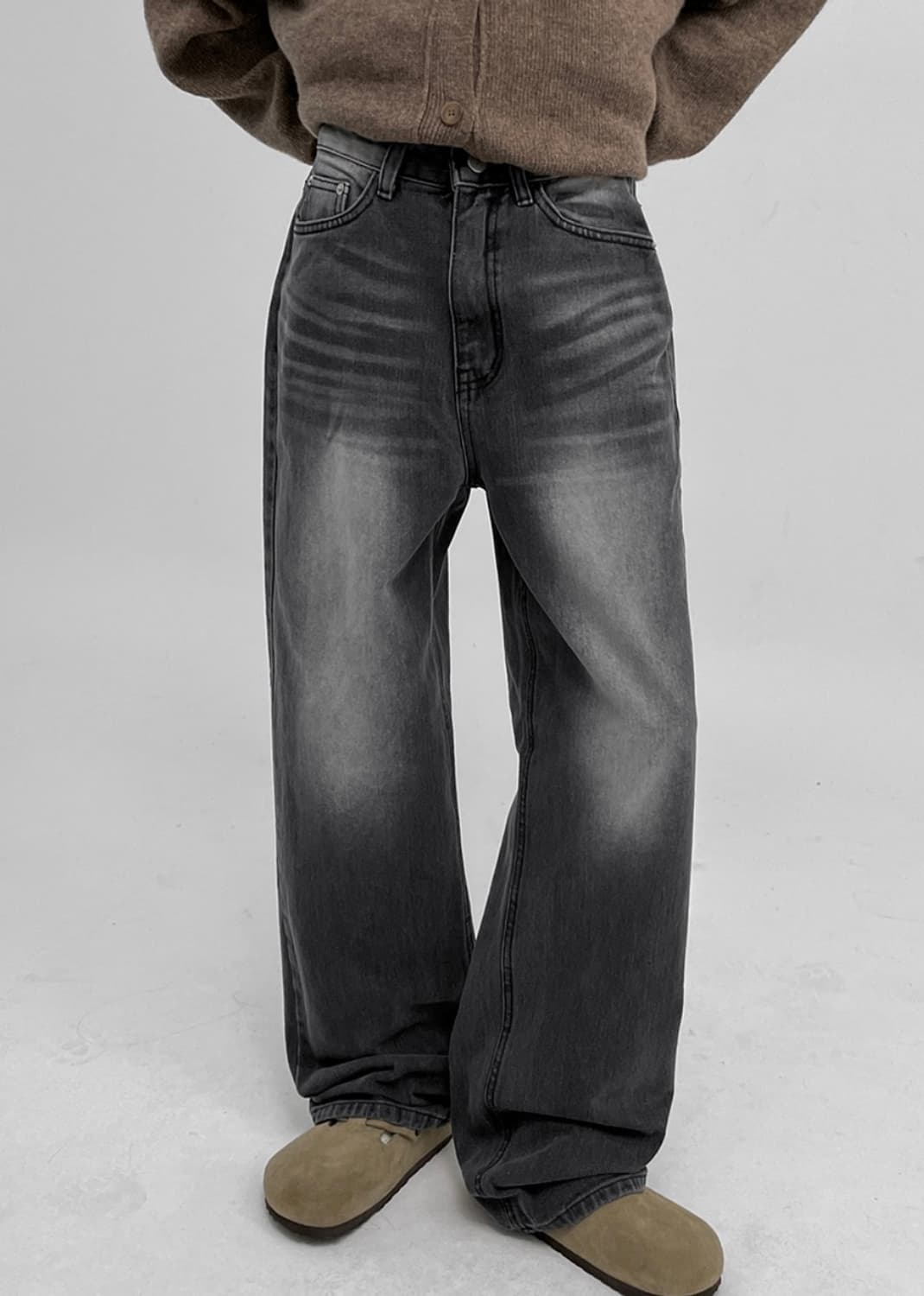 블랙업 워싱 와이드 팬츠 s 상품이미지3