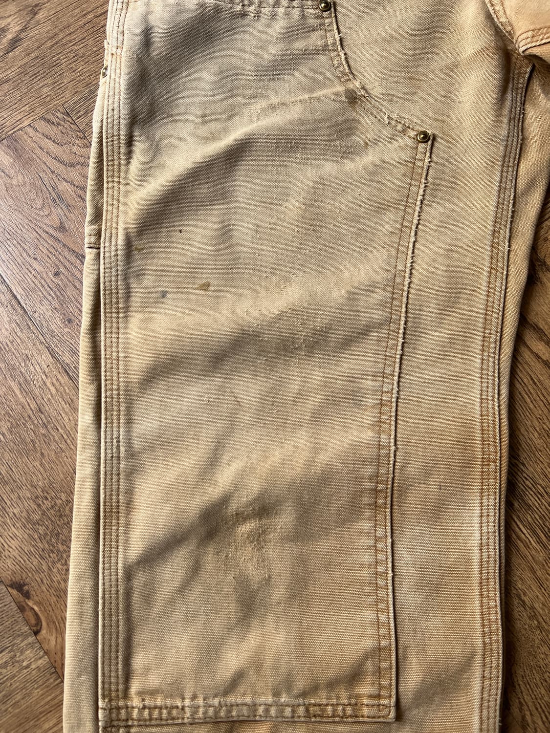 [32]칼하트 USA 빈티지 페이딩 브라운 더블니 워크 팬츠 상품이미지4