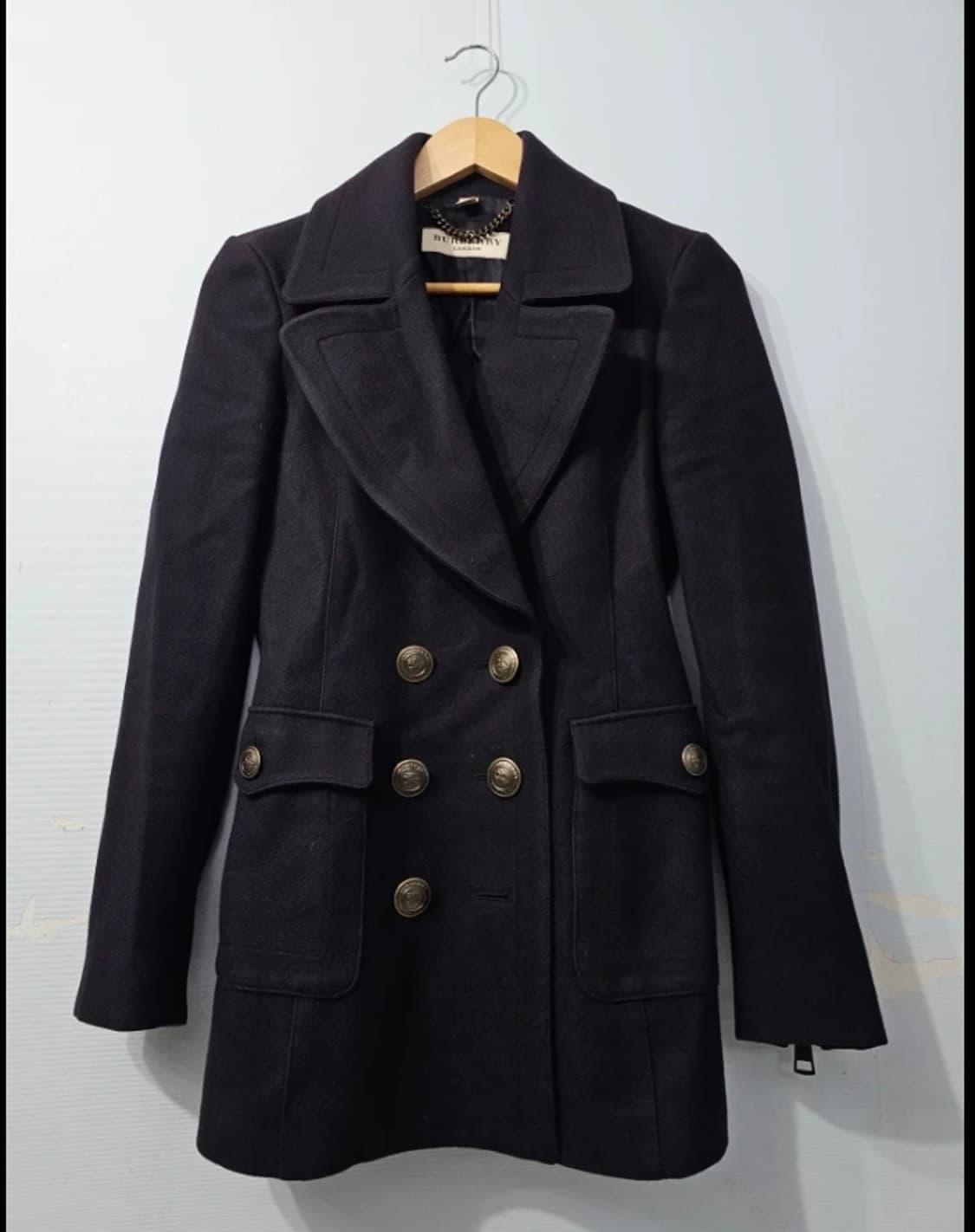 버버리 런던 블랙 더블 코트 UK6 상품이미지1