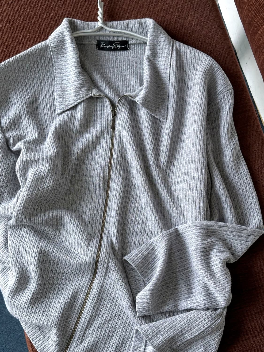 High gauge rib knit loose zip cardigan 상품이미지6