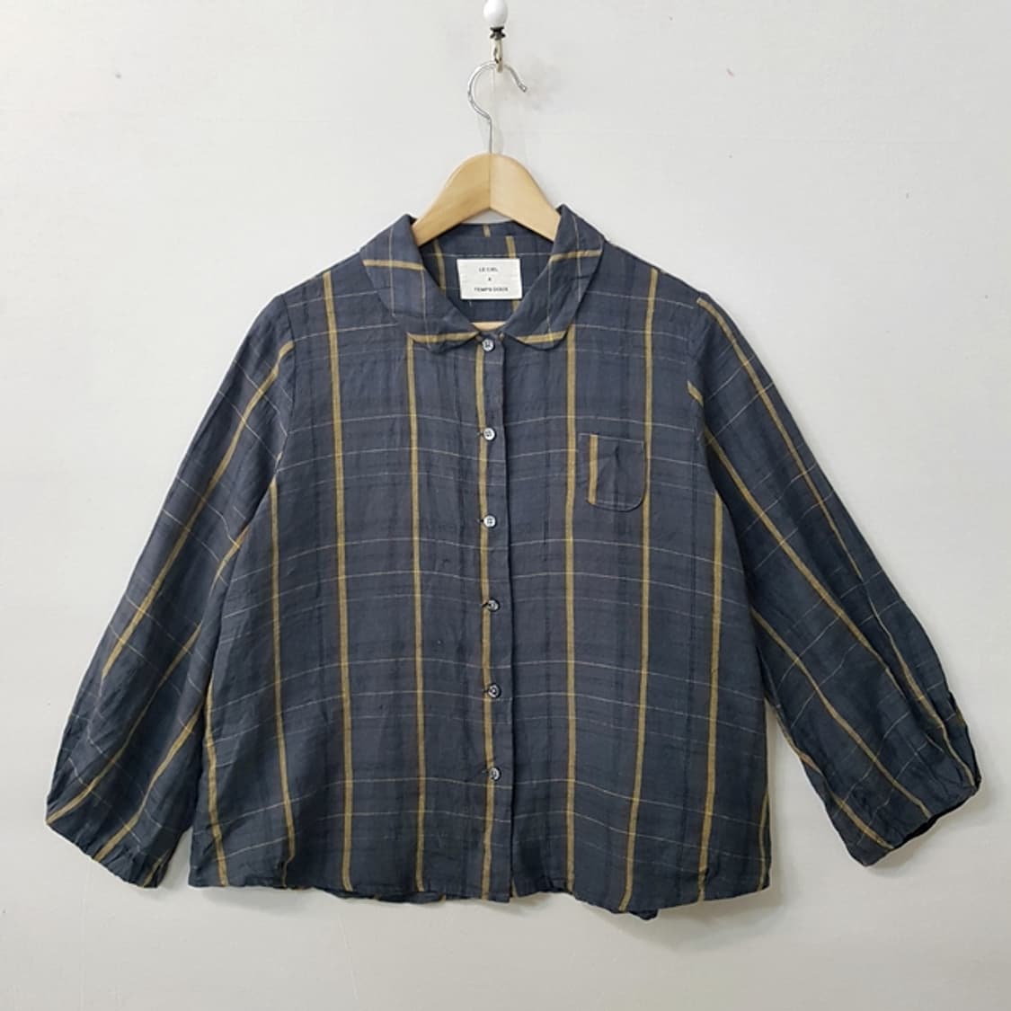 Le ciel a TEMPS DOUX 린넨 100% 블라우스 카키 상품이미지1