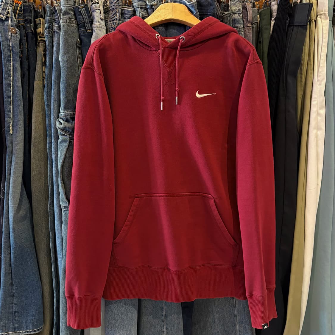 나이키 스우시 후드 버건디 상품이미지2
