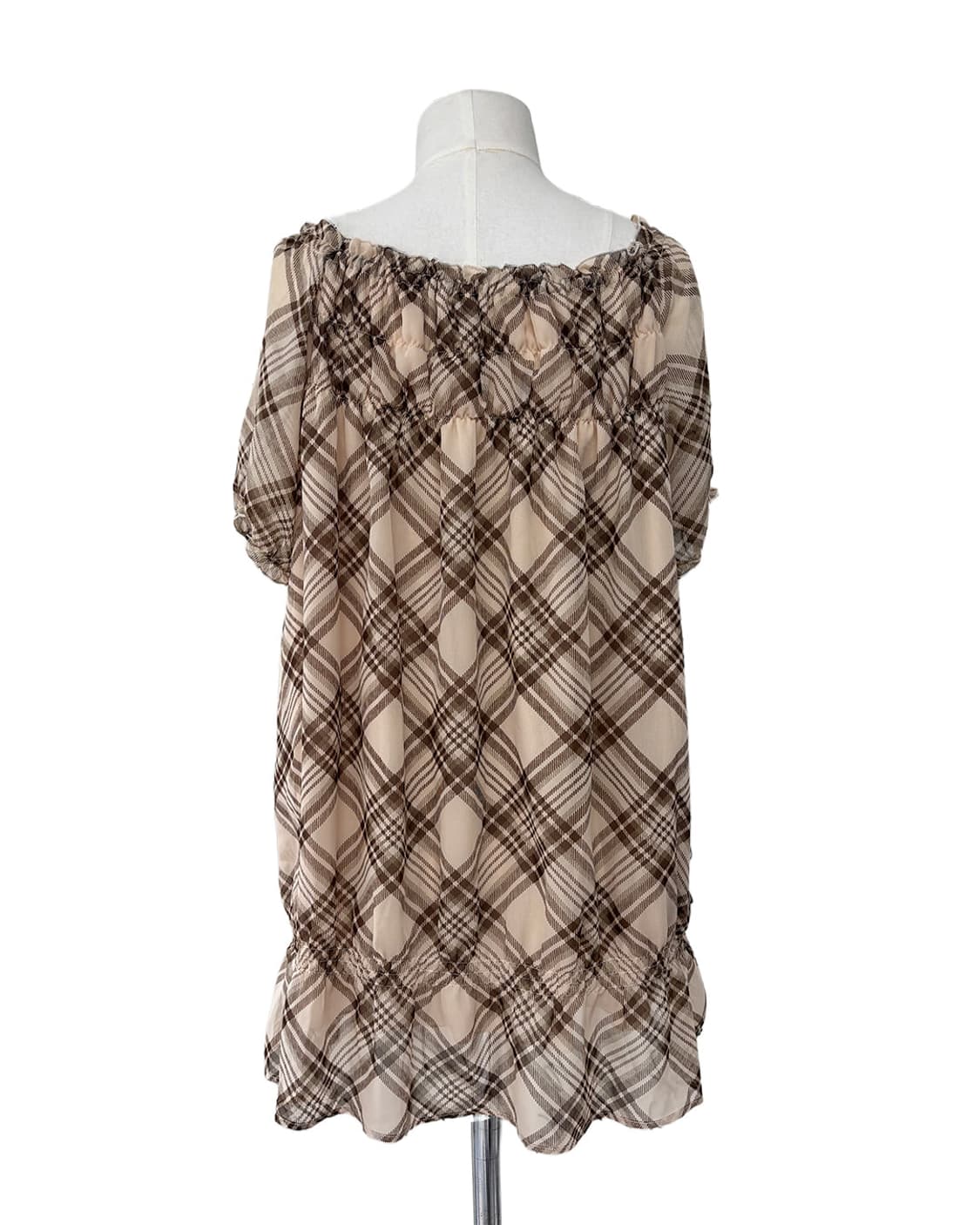 pozzetta 너드 바이러스 체크 롱 반팔 블라우스 상품이미지3