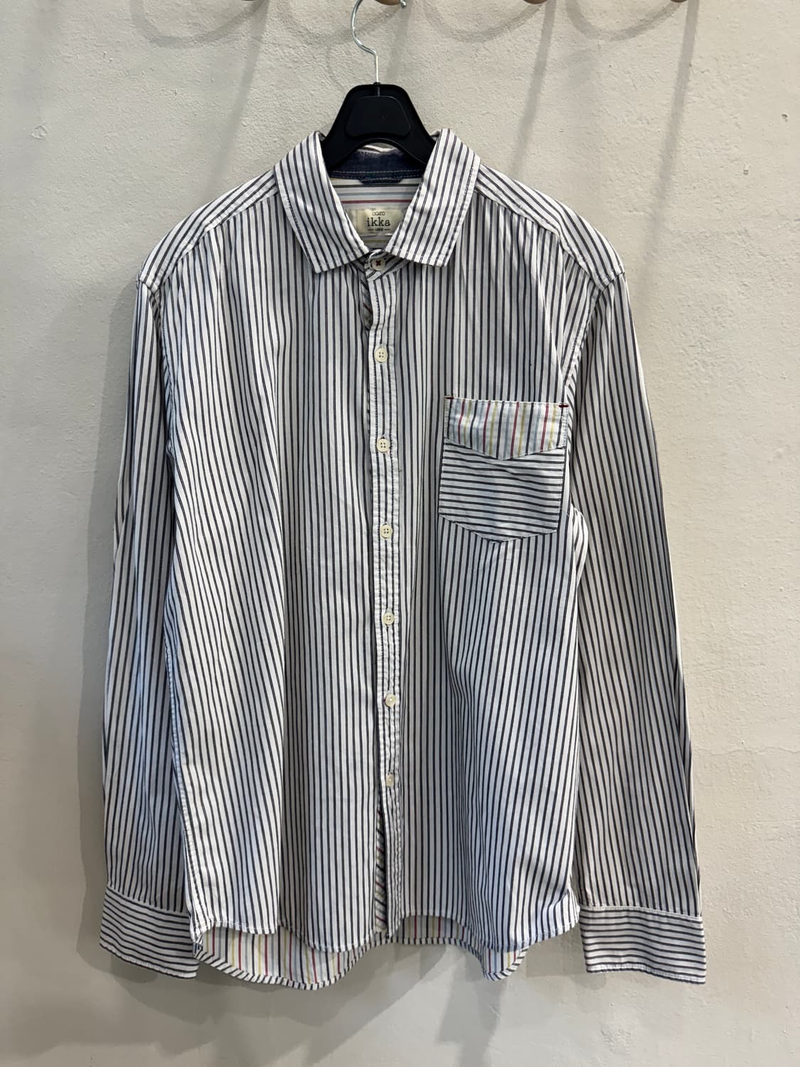 japan vintage 스트라잎 배색셔츠 상품이미지1