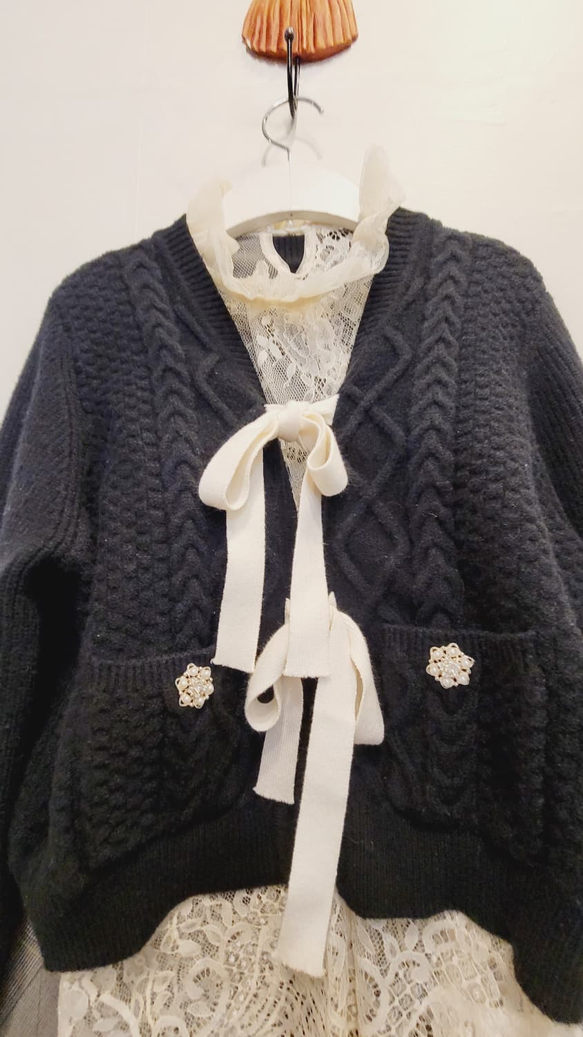 시스템 리본 케이블 가디건.보브 언발체크스커트 상품이미지3