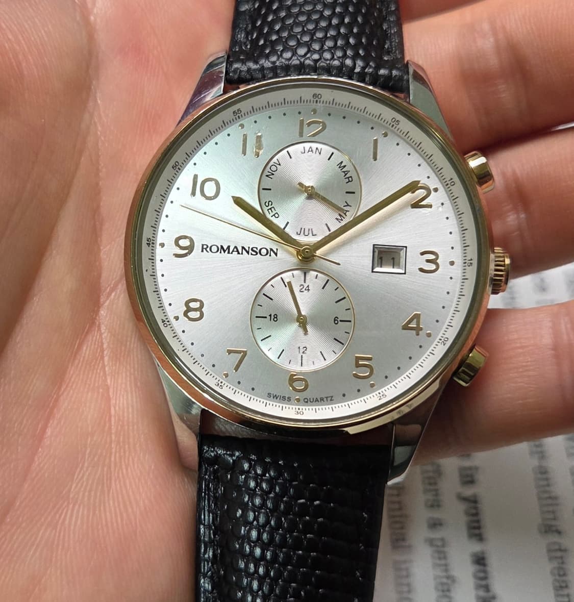 빈티지 로만손 로만투기저 콤비 쿼츠 캘린더 드레스워치 남성용 상품이미지10