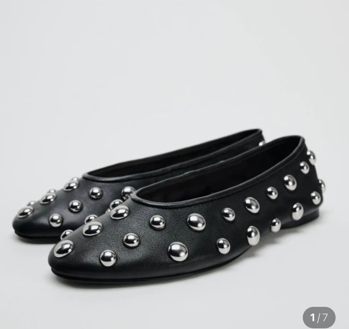 구매해요) 자라 여성 신발 스터드 레더 발레리나 플랫슈즈 상품이미지1
