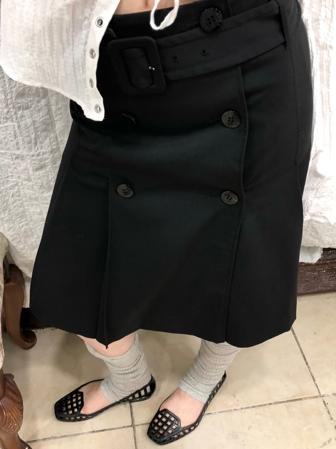 Belted buttons midi skirt 상품이미지1