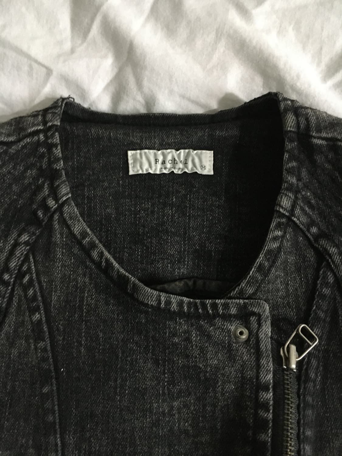 Rachel 흑청 세미크롭 라이더 자켓 상품이미지3