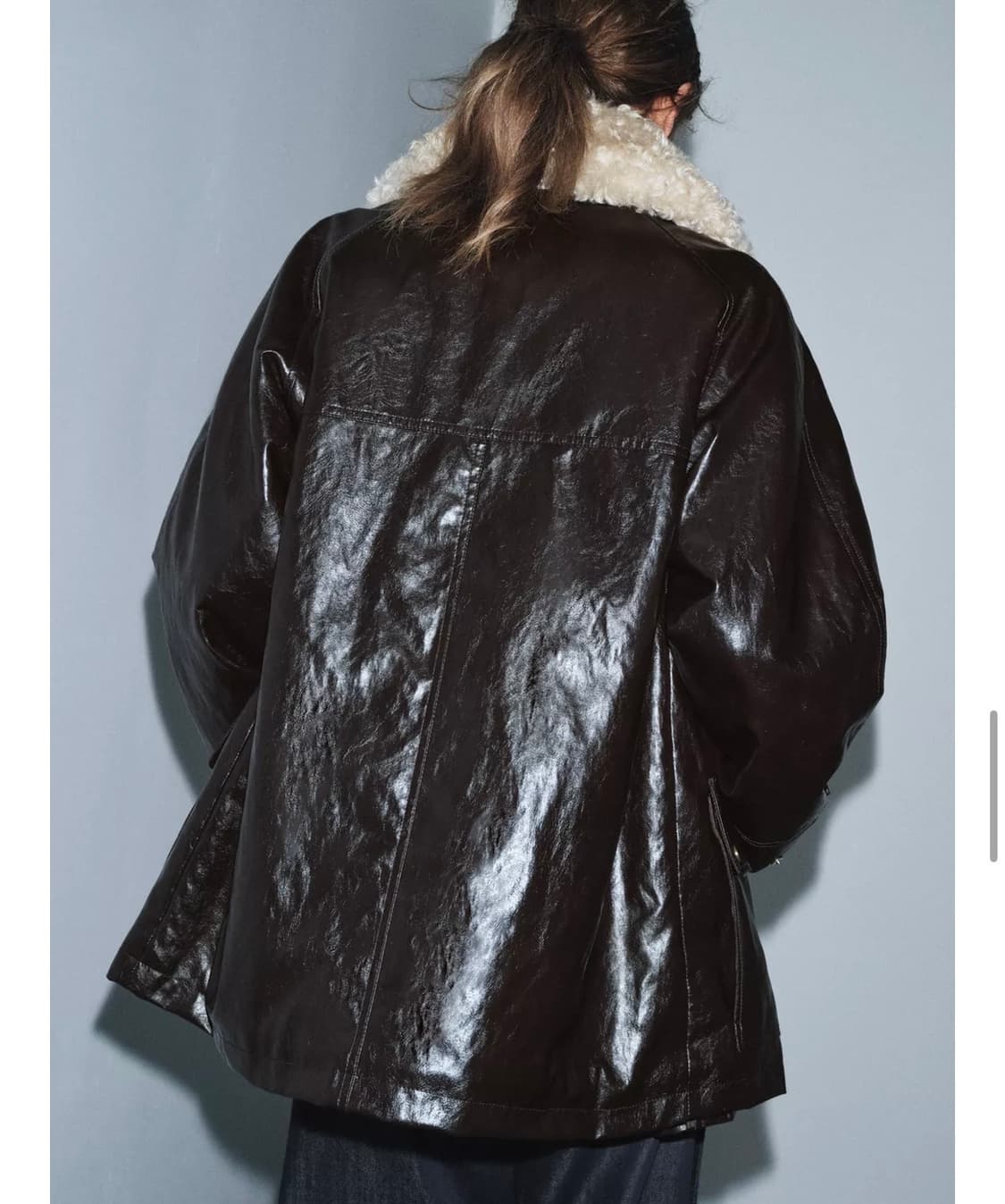 자라 페이크 퍼 칼라 재킷 브라운 XS 상품이미지4