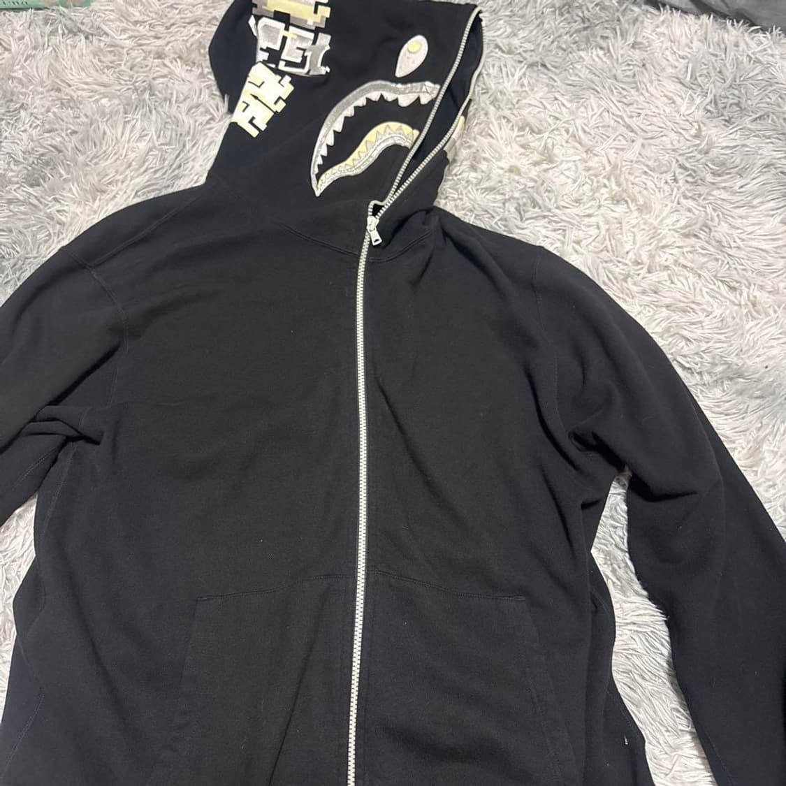 베이프 한정판 픽셀 샤크 후드집업 블랙 2XL 상품이미지2
