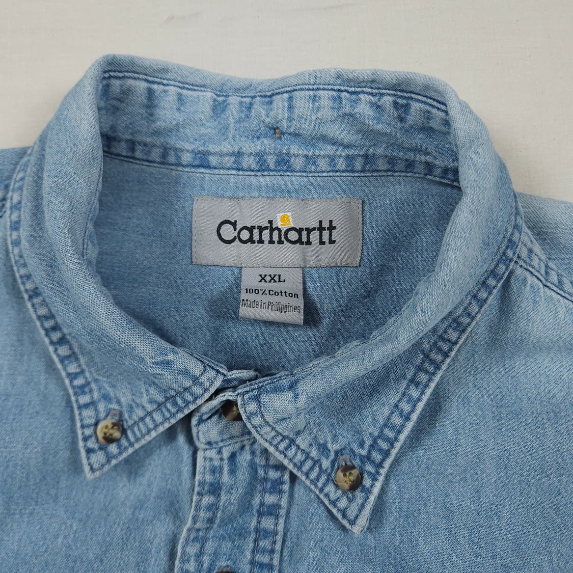2XL(110) 칼하트 리워크 원포켓 데님셔츠 연청 상품이미지4