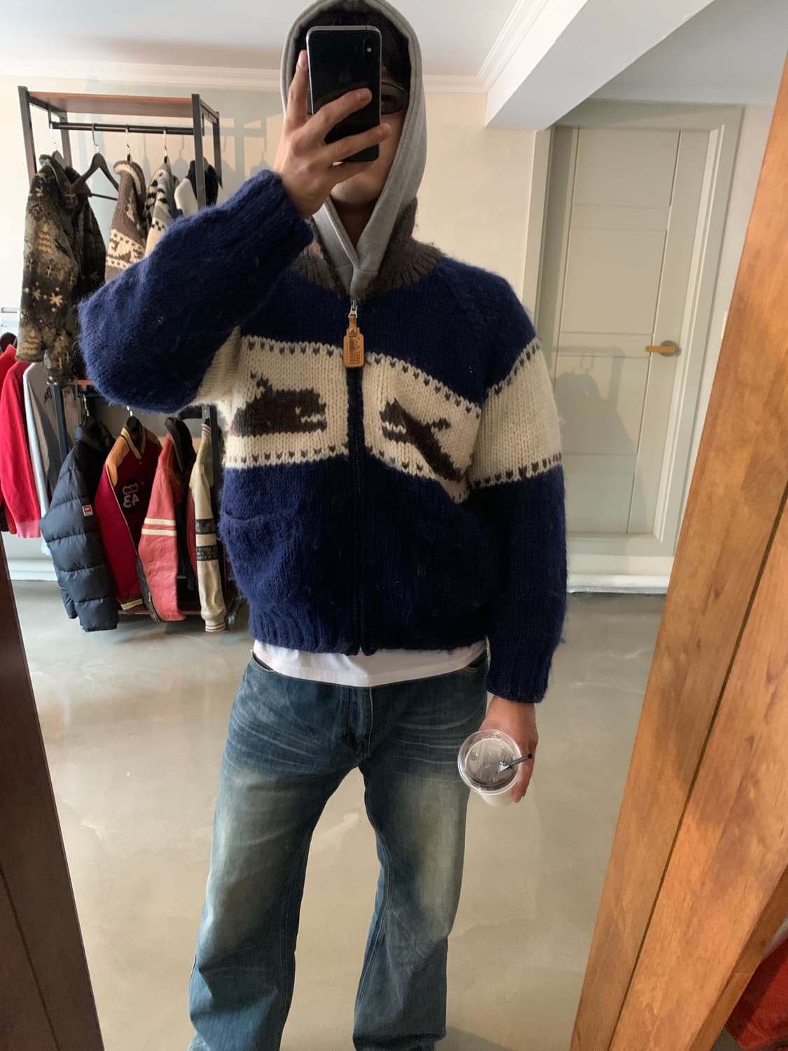 퍼스트다운 니트 코위찬 집업 상품이미지1