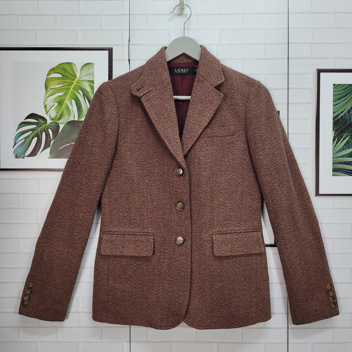 폴로랄프로렌 QR 인증 헤링본 트위드 블레이저 자켓 0사이즈 새상품급 상품이미지1