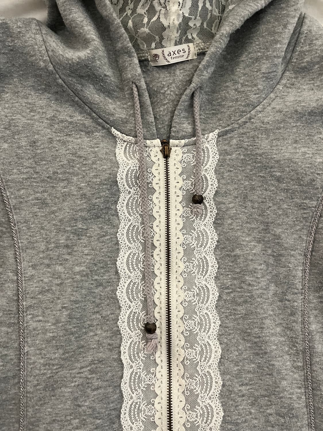 vintage lace hood zip-up 상품이미지4
