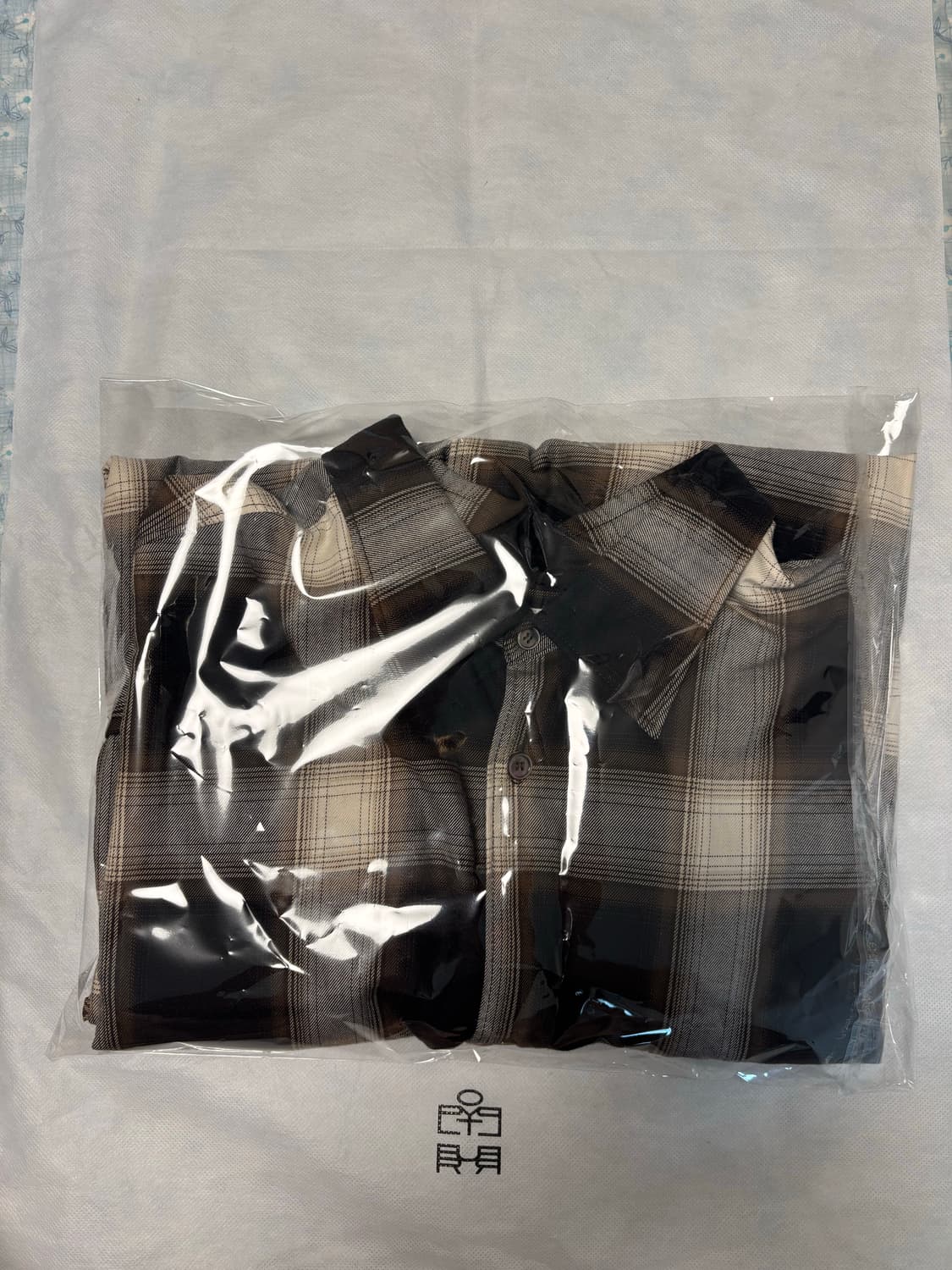 [3] 폴리테루 루즈드 옴브레 체크셔츠 워시드 브라운 상품이미지2