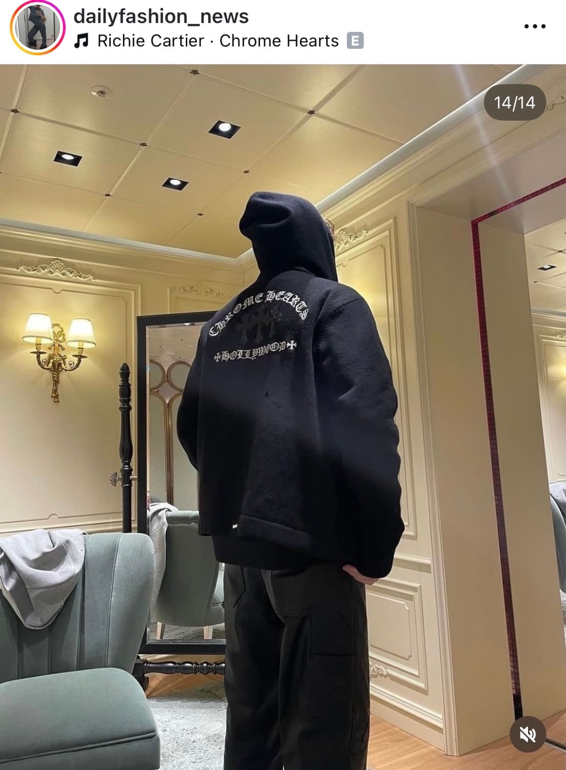 크롬하츠 레더패치 세메터리 캐시미어 후드집업 L 상품이미지1