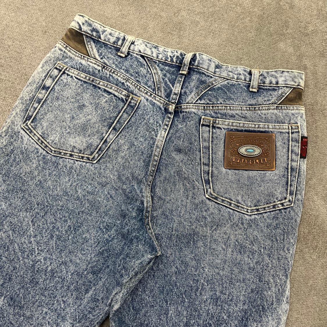 38 랭글러 유로 80s 블루 시스템 올드 케미컬 워싱 데님 상품이미지5