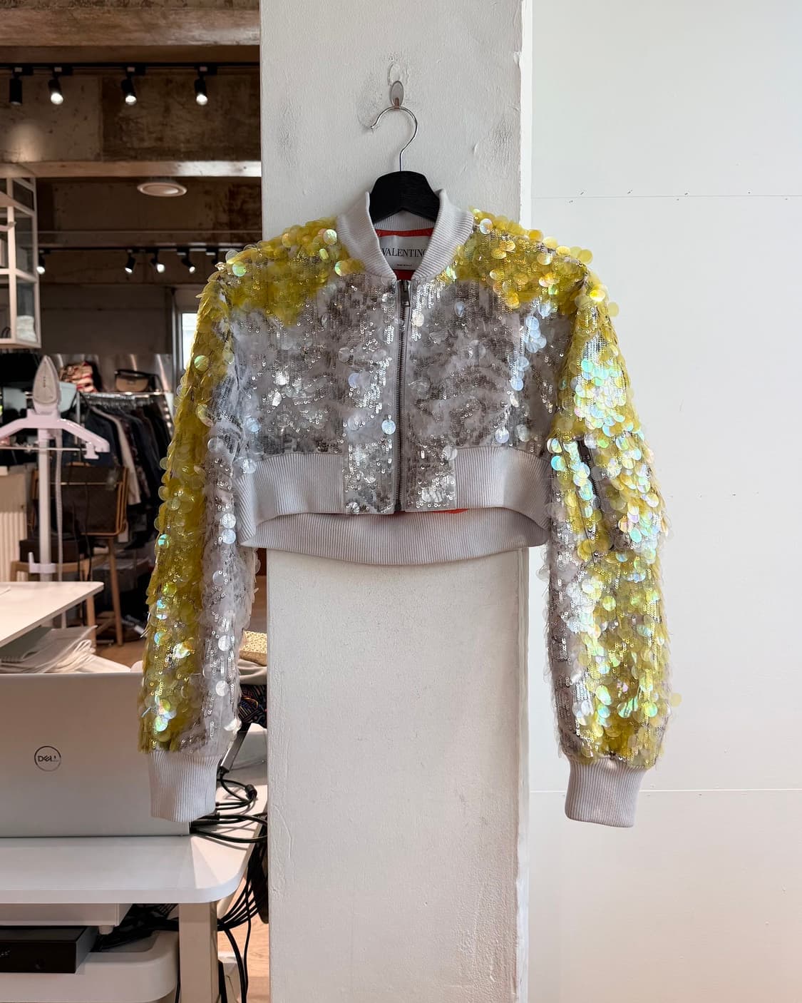 발렌티노 옐로우 스팽글 크롭 봄버 자켓  상품이미지2