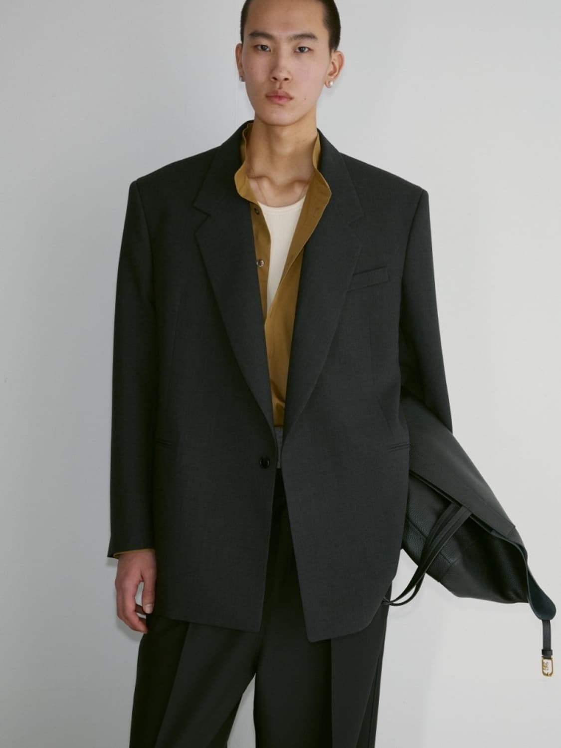 [할인] 렉토 24FW 베르디 오버사이즈 더블 자켓 차콜그레이 상품이미지1