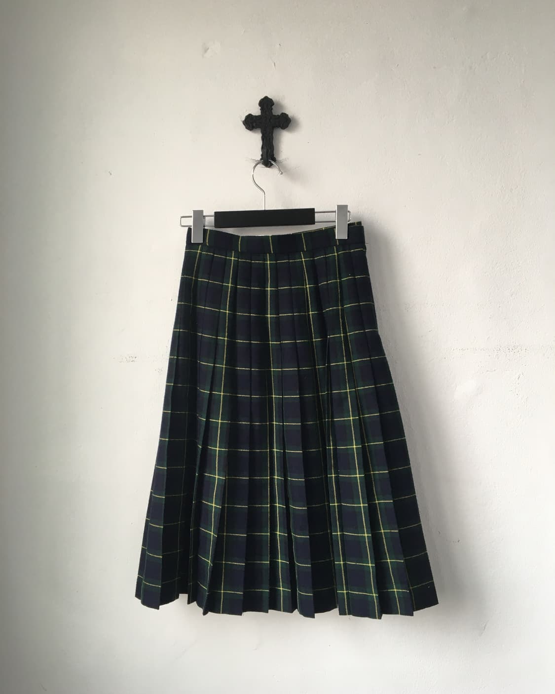 Belted wrap woolen check pattern skirt 상품이미지4