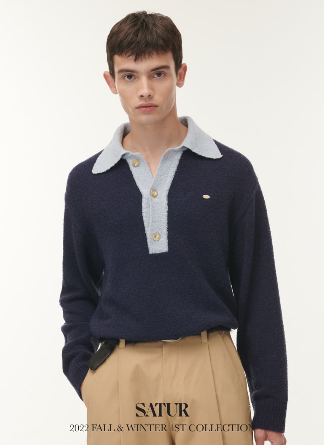 세터 나폴리 울 부클 폴로 니트 클래식 네이비 L 상품이미지5