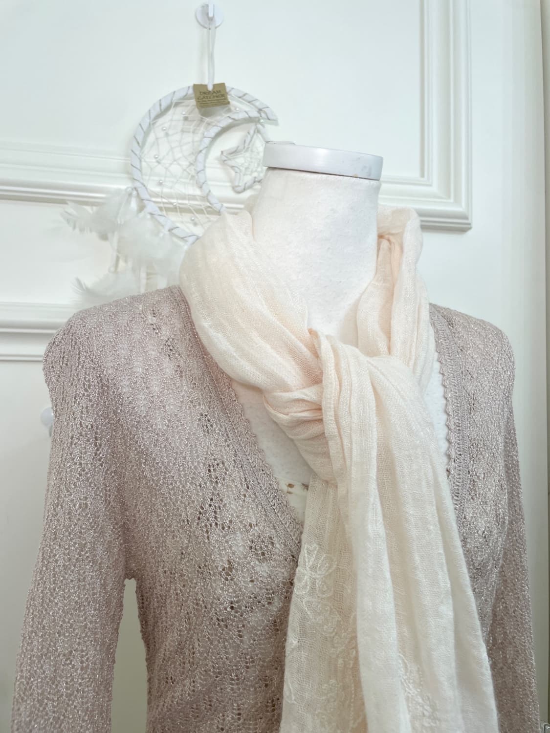 sheer coral flower embroidery cotton sca 상품이미지3