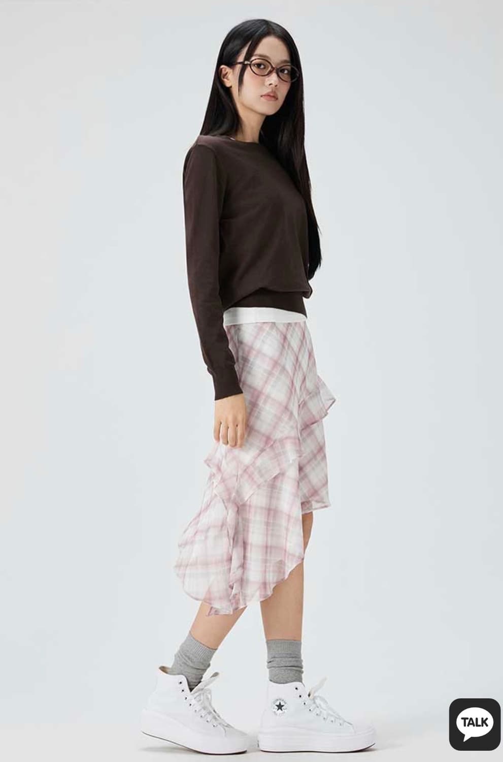 구매가 6만) 미쏘 체크 프릴 언발 스커트 벚꽃룩 에겐 상견례 하객룩 상품이미지4