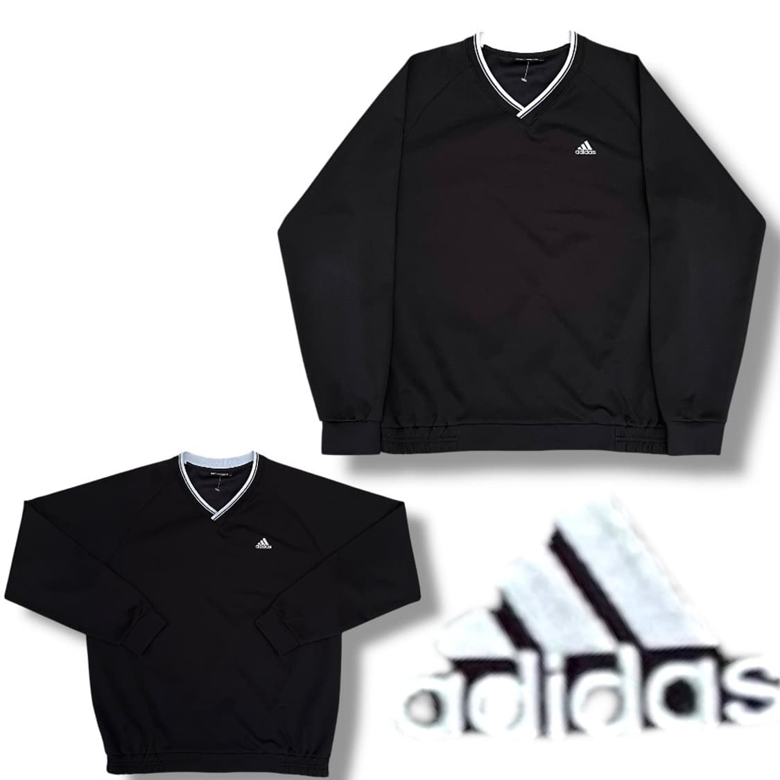 00s 아디다스 블랙 웜업 v넥 바람막이 올드스쿨 트랙자켓 XL 상품이미지10