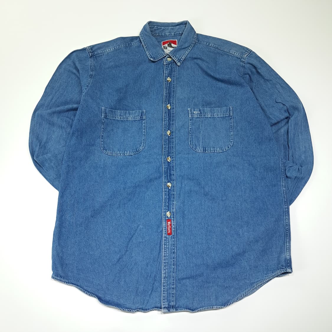 CL513 L 말보로 90s 미국판 코튼 미디엄워시 데님셔츠 남방 상품이미지1