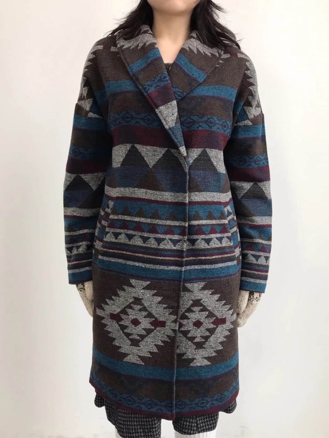 DENIFITS Ethnic Pattern Long Coat 상품이미지3