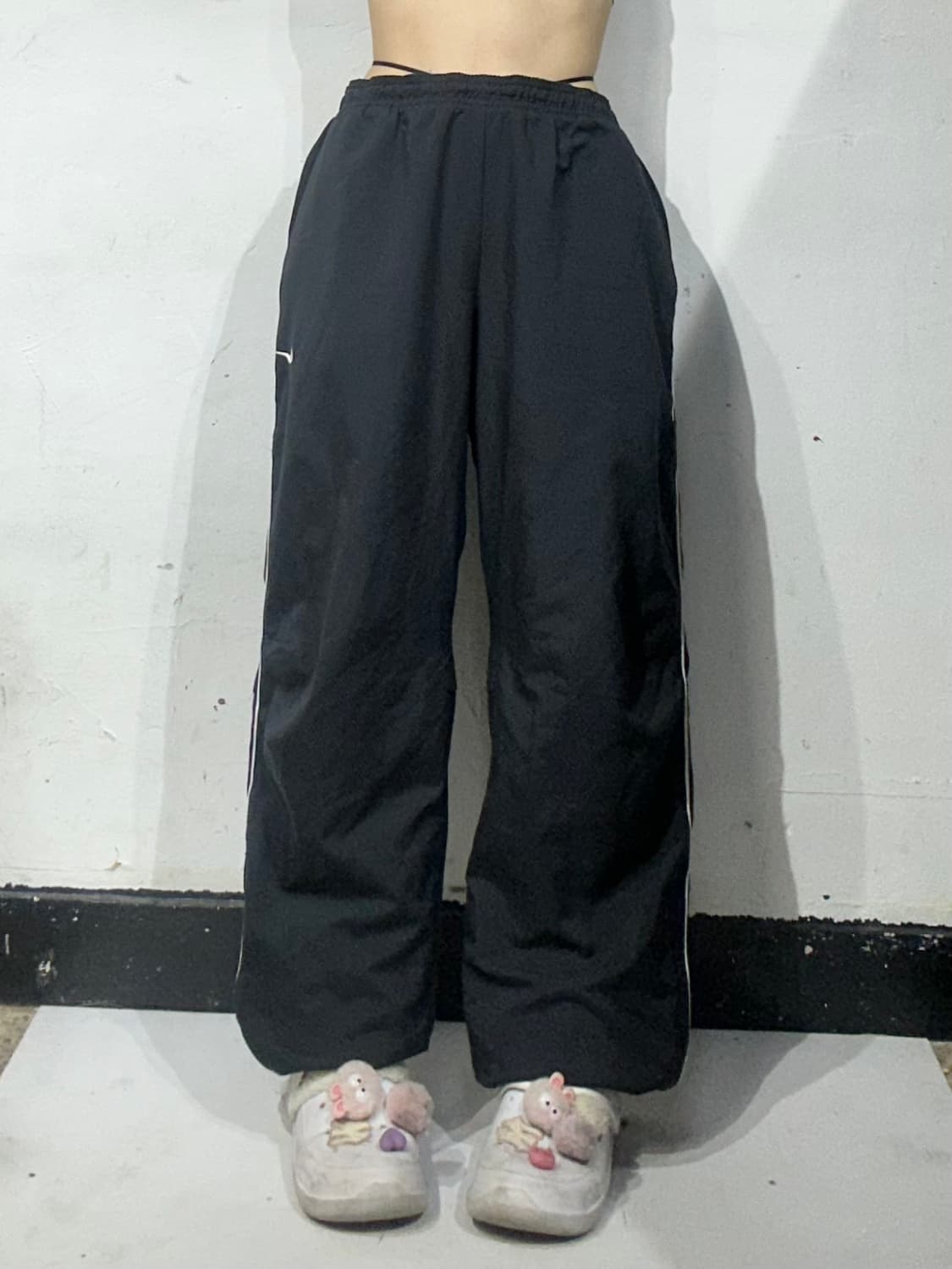 나이키 블랙 와이드 빅 사이즈 화이트 사이드 라인 트랙 팬츠 XXL 상품이미지2