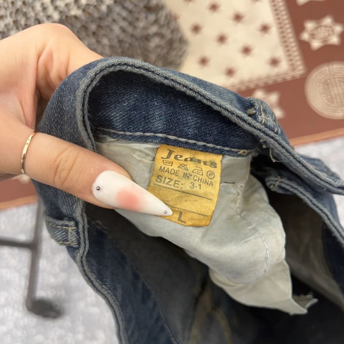 빈티지 스트릿 힙합 스트랩 워싱 데님 청바지 L C09406 상품이미지5