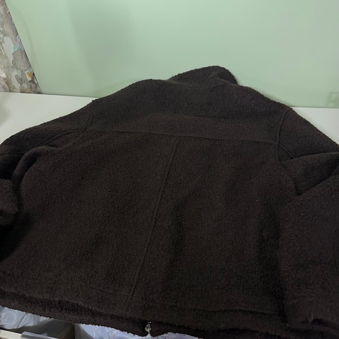 XXL 흐앤므 H&M 딥브라운 오버핏 투웨이 크롭 부클자켓 상품이미지5