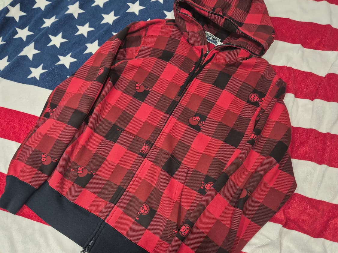 BAPE 베이프 베이비마일로 체크 후드 집업 상품이미지1