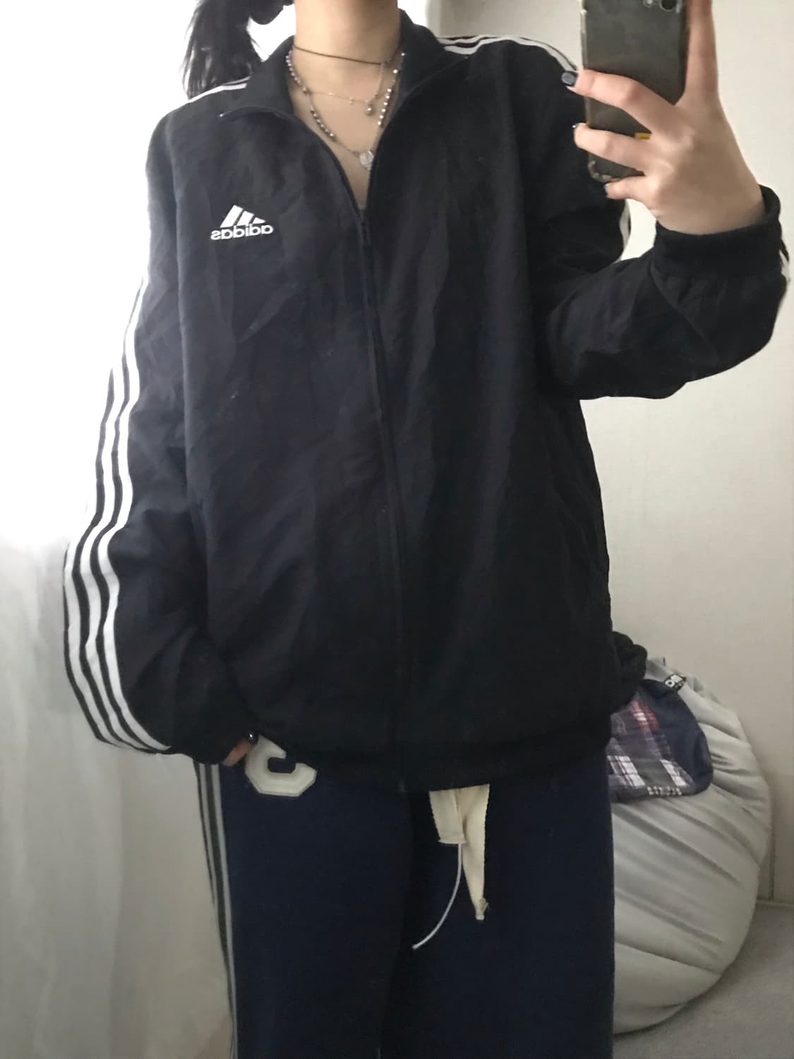 아디다스 블랙 오버핏 바람막이 상품이미지6