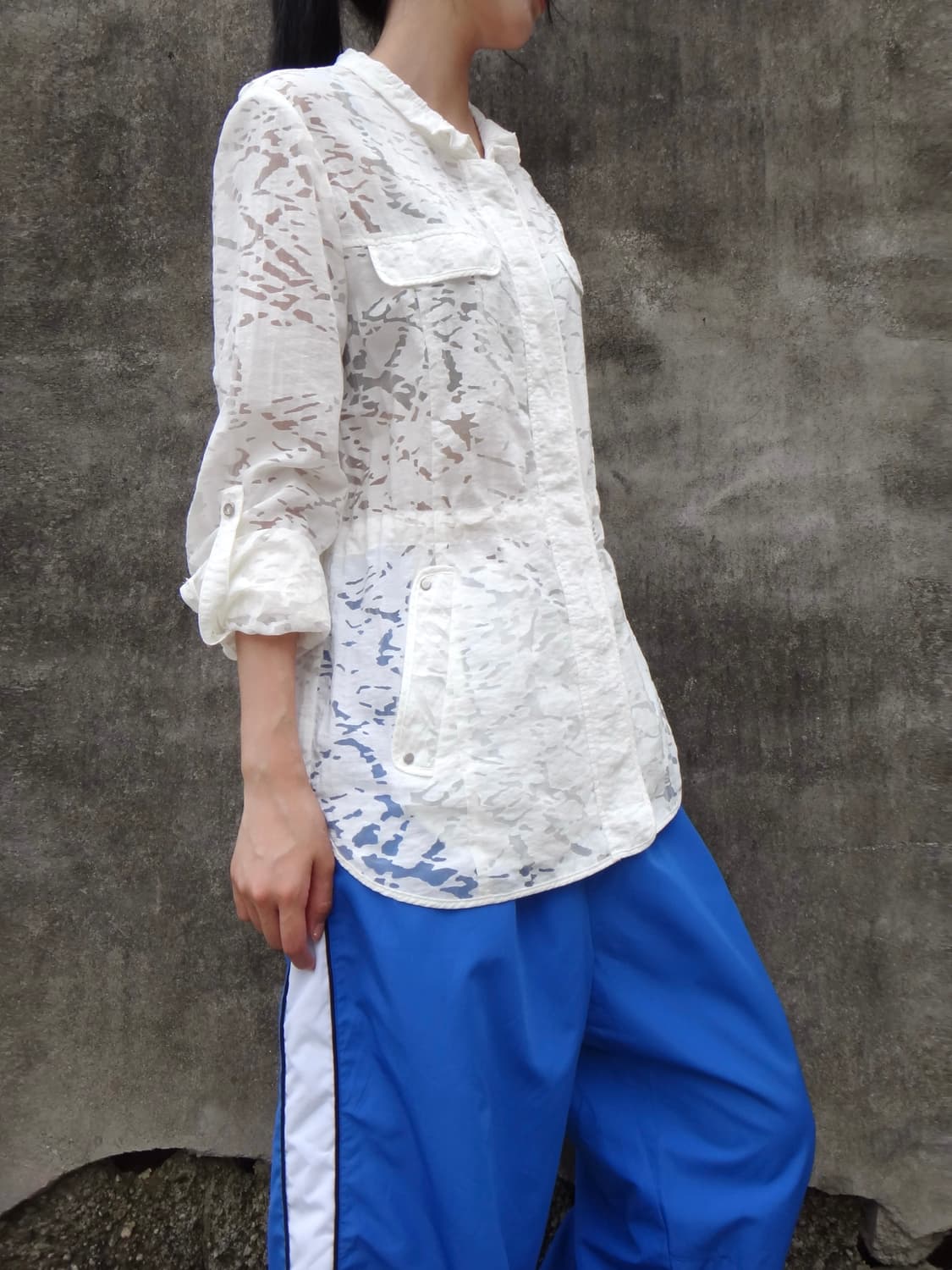 CROCODILE LADIES sheer pattern zip up 상품이미지4