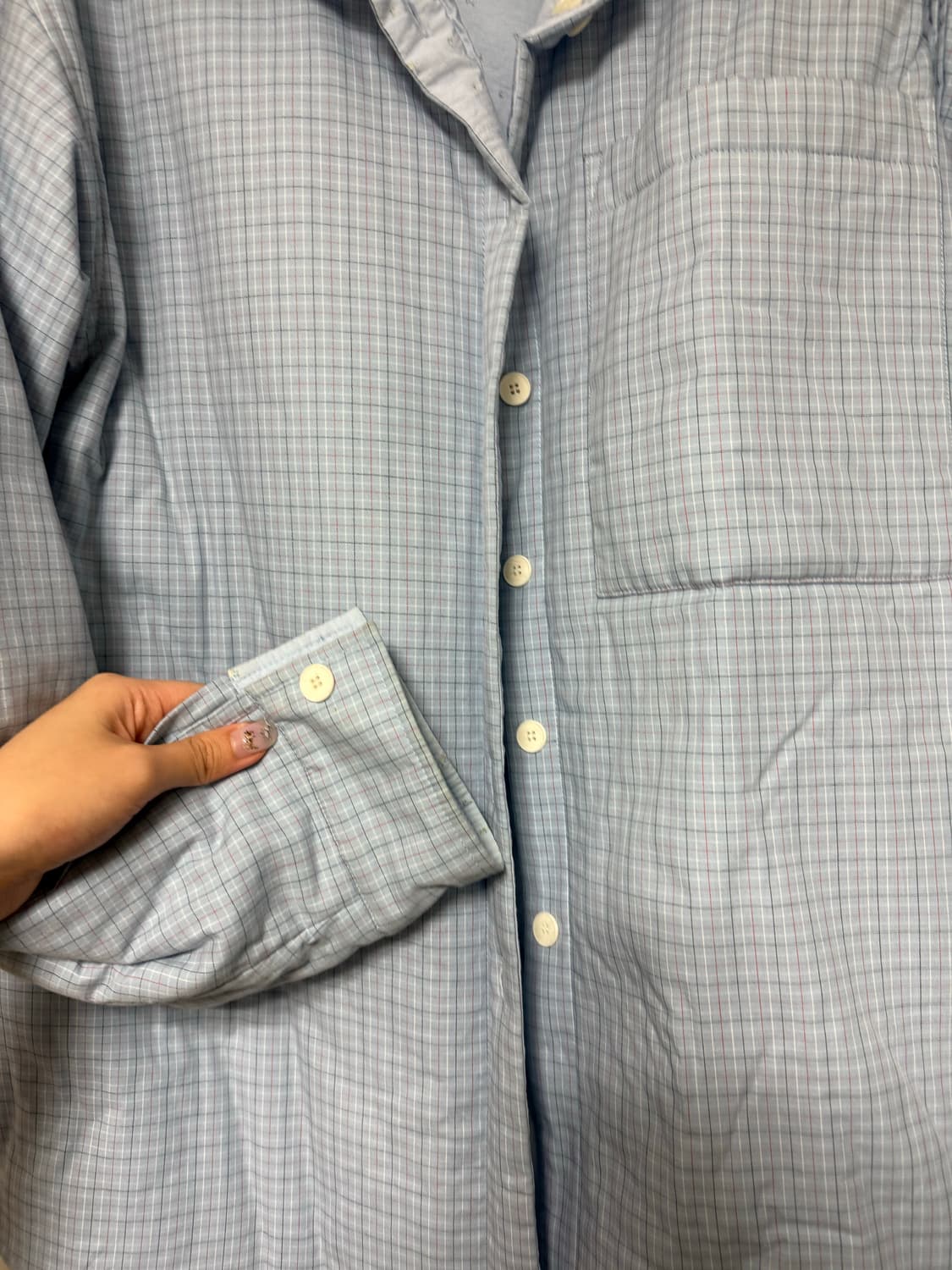 shop.fa.er.ie 샵페어리 패디드 코지 패턴 셔츠 블루 상품이미지4