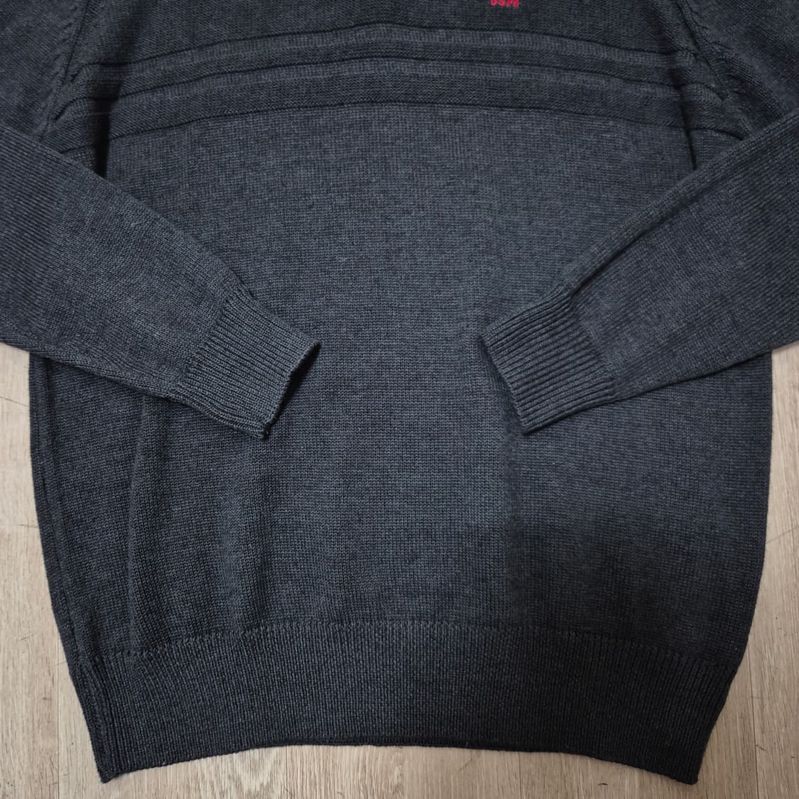 US 폴로 아센 자수로고 반집업 긴팔 니트 XL(105) 상품이미지3