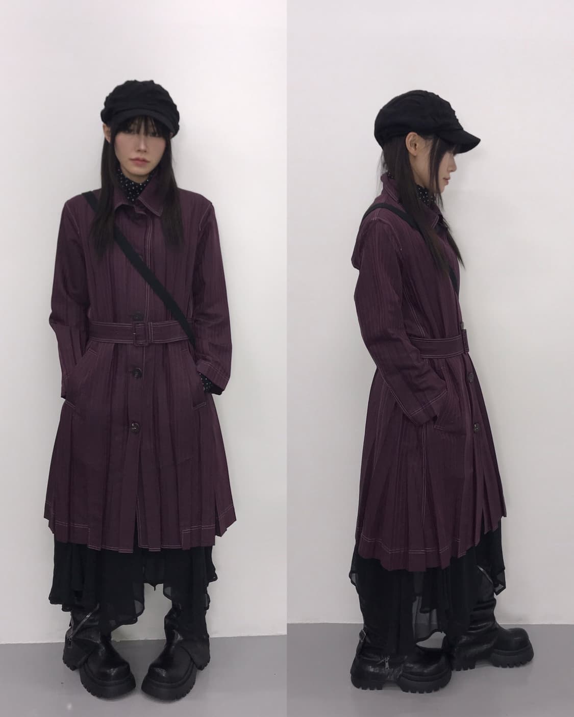 Issey Miyake Pleated Stripe Coat Dress 상품이미지1